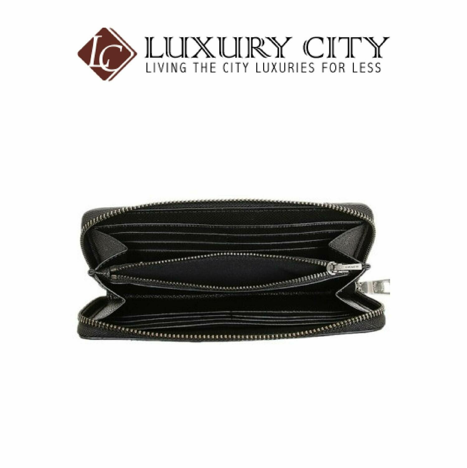 [Luxury City] Coach Accordion Zip Around Leather Long Wallet