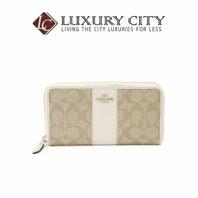 [Luxury City] Coach Accordian Zip Wallet in Signature Coated Canvas With Leather Stripe Coach-F54630 (White)