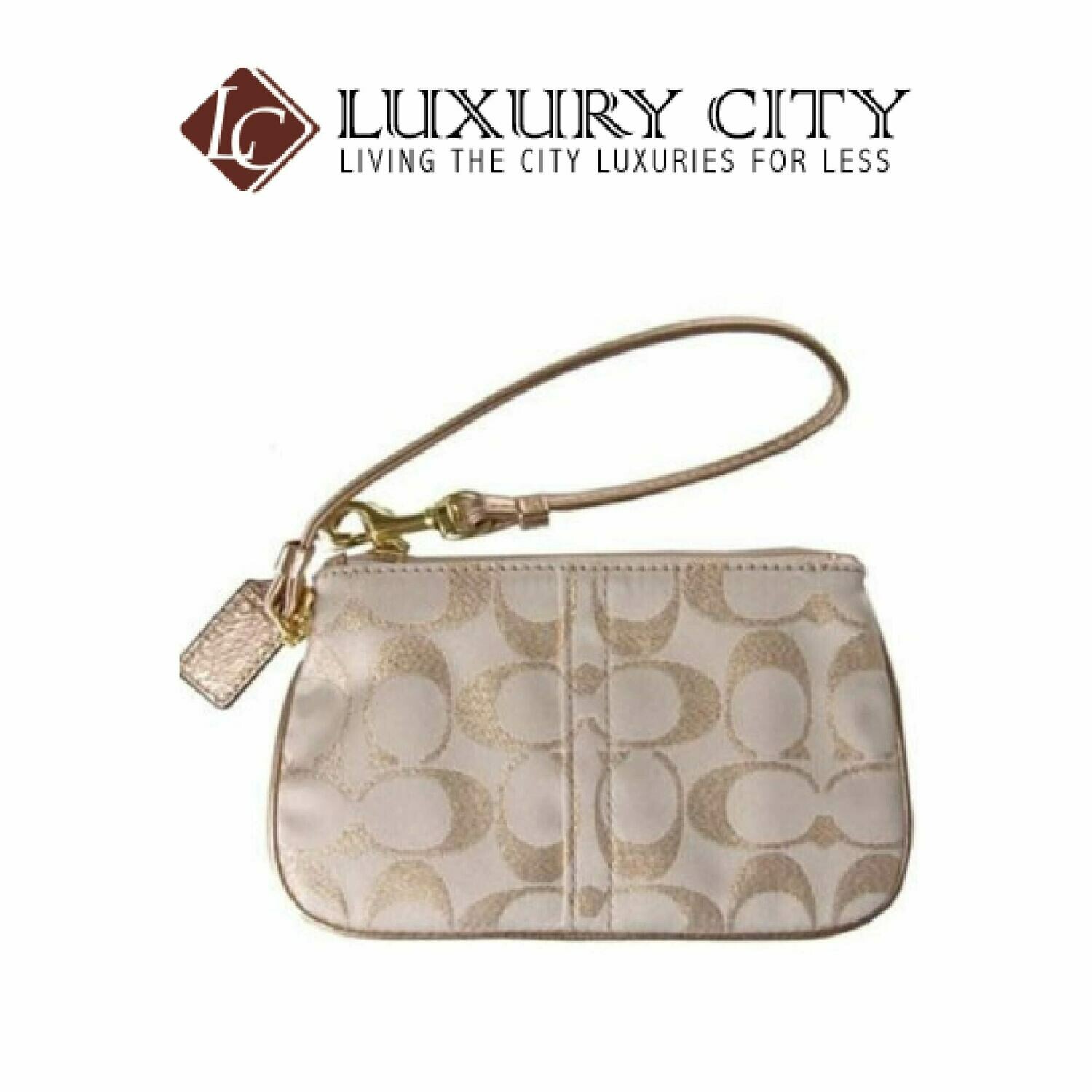 [Luxury City] Coach Golden Embroidered Coin Purse F44507 (GOLD)-Defect