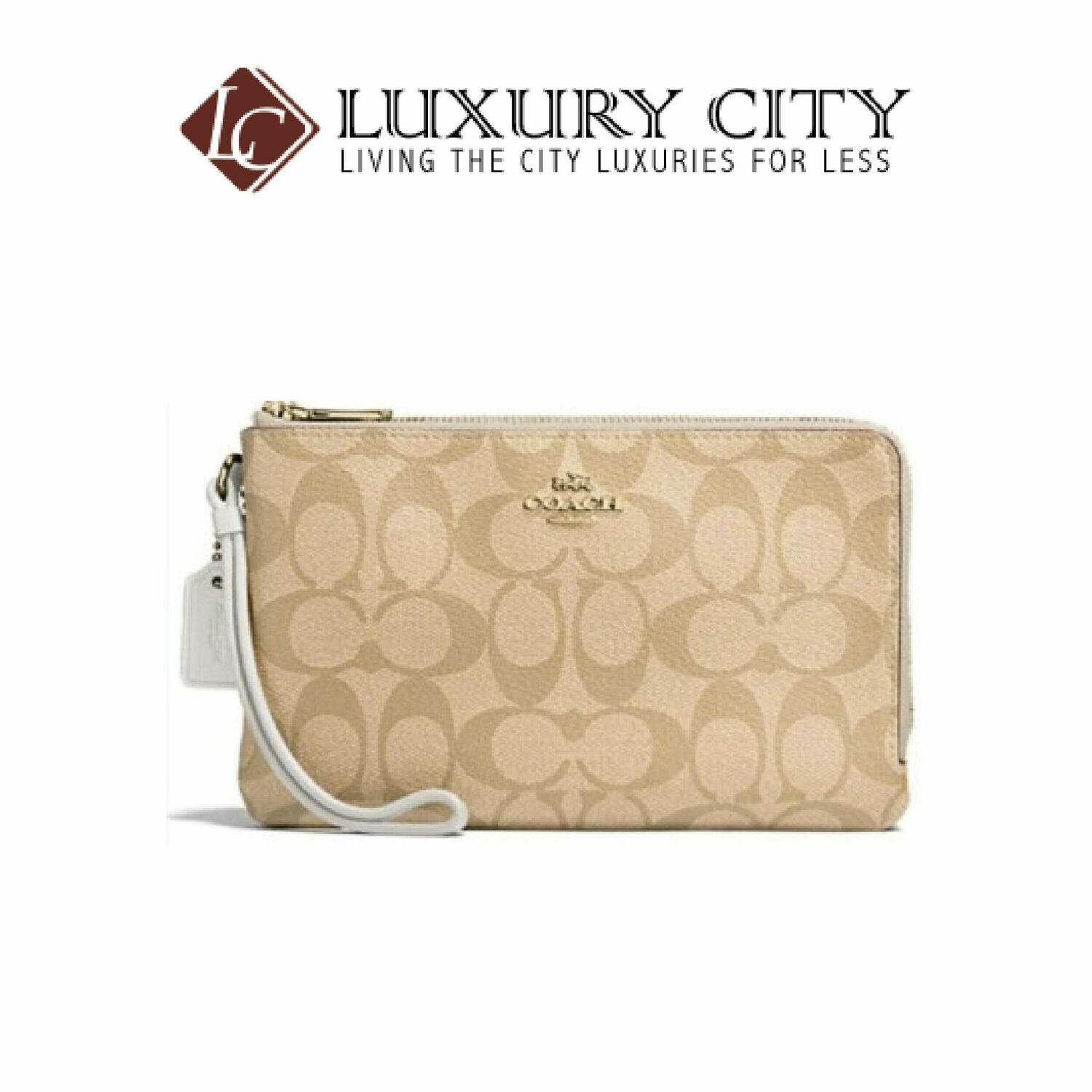 [Luxury City] Coach Double Zip Wallet in Signature Coated Canvas Coach-F16109 (White)