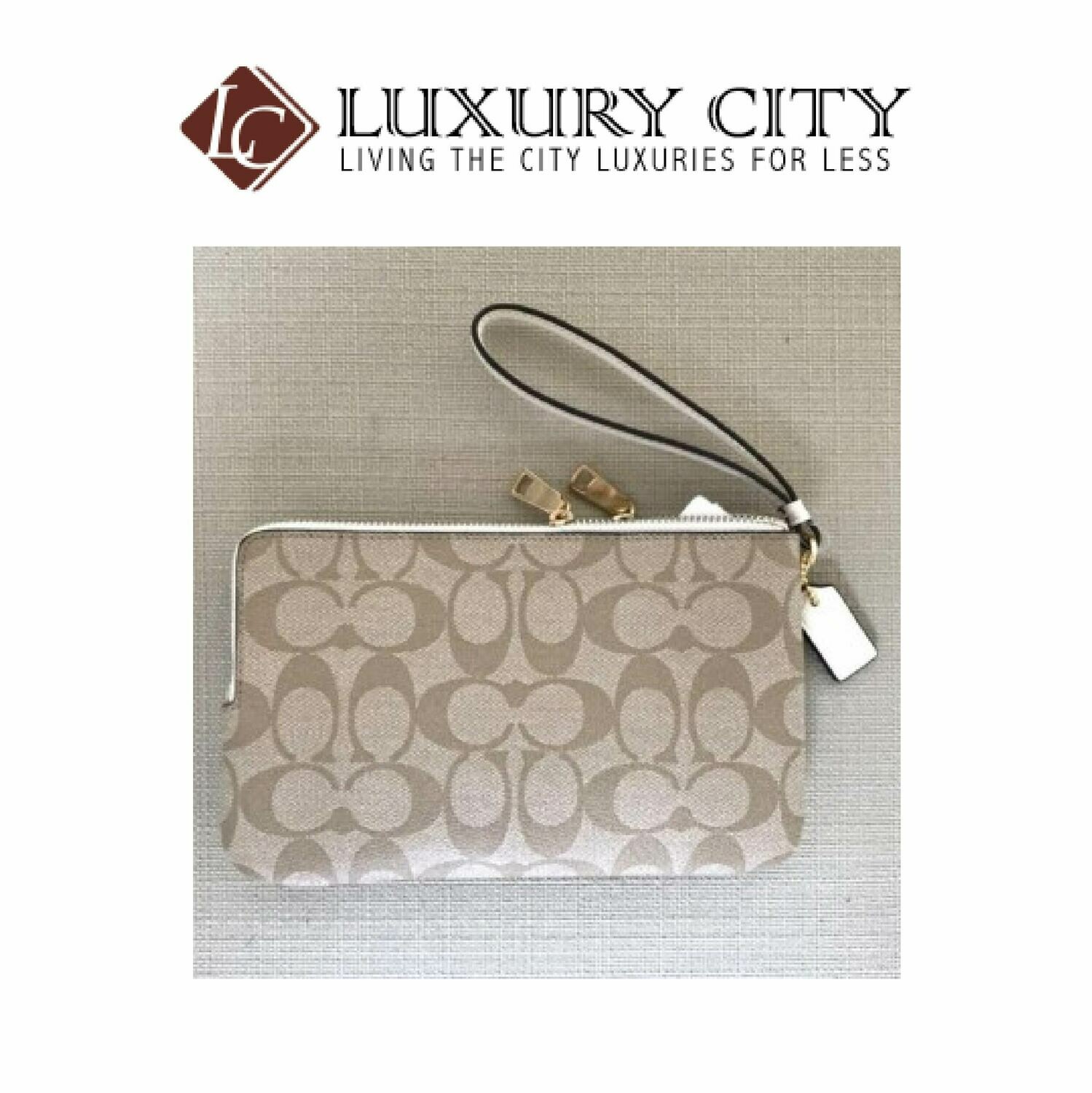 [Luxury City] Coach Double Zip Wallet in Signature Coated Canvas Coach-F16109 (White)