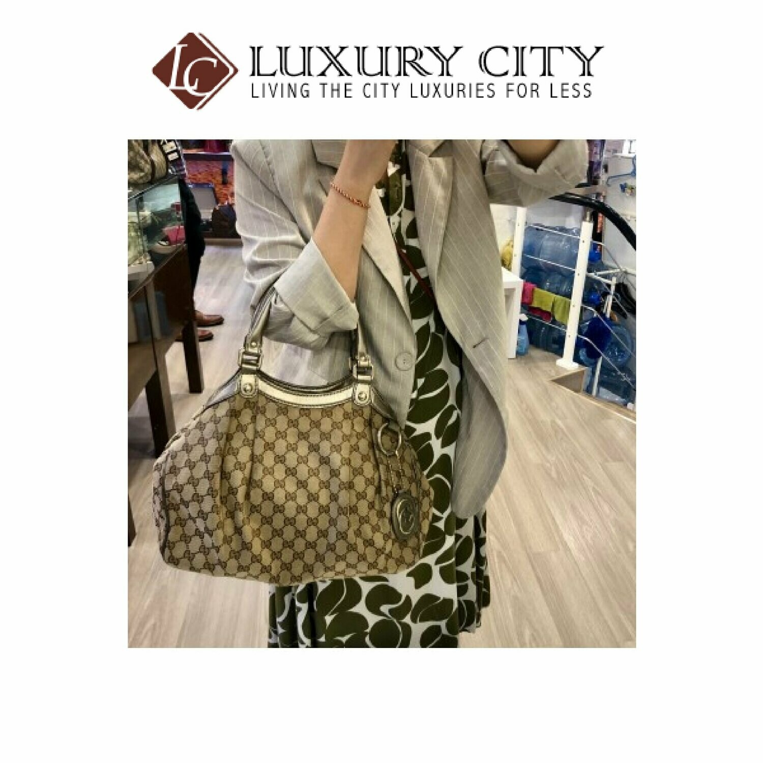 [Luxury City] Used Gucci Fabric shoulder Carry Bag