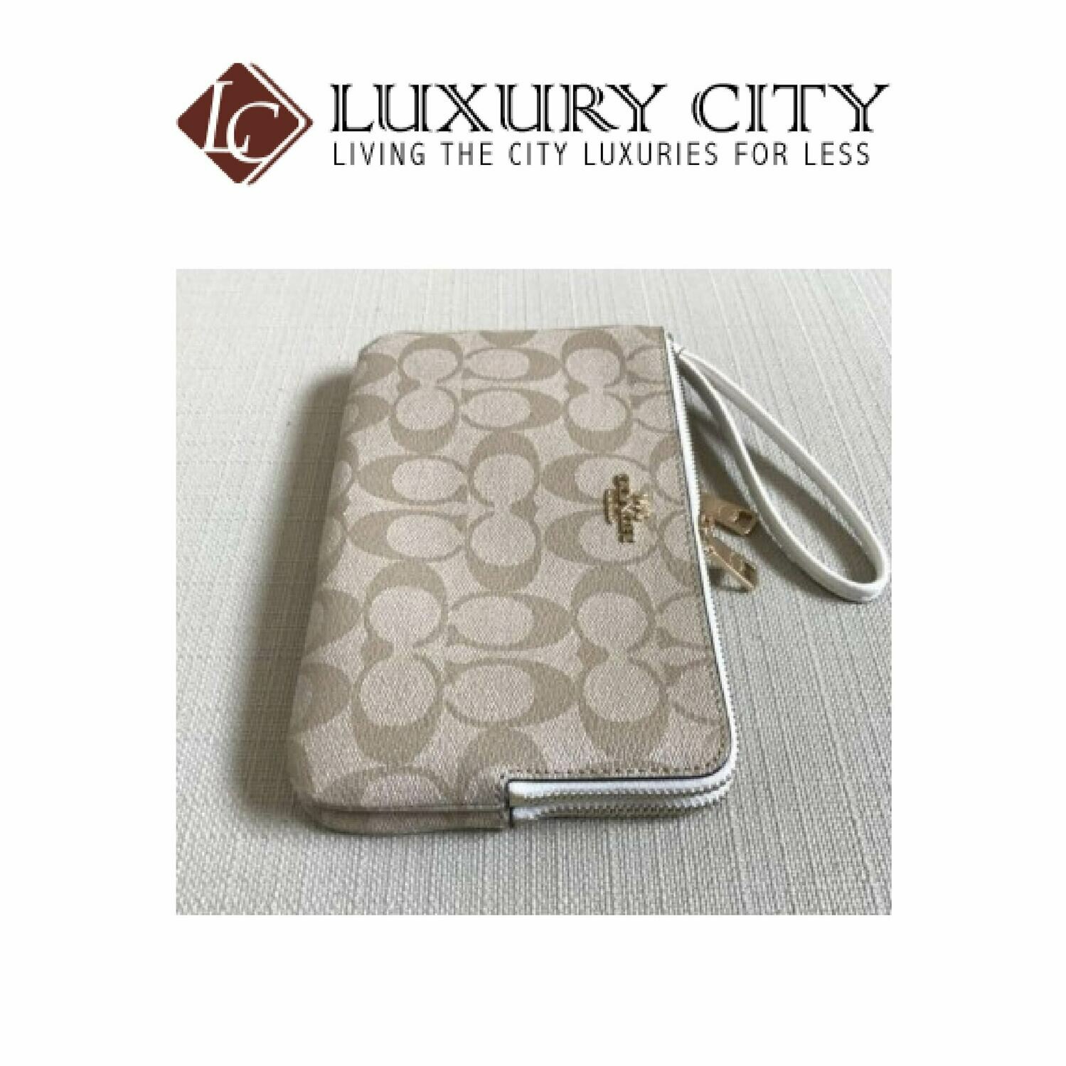 [Luxury City] Coach Double Zip Wallet in Signature Coated Canvas Coach-F16109 (White)