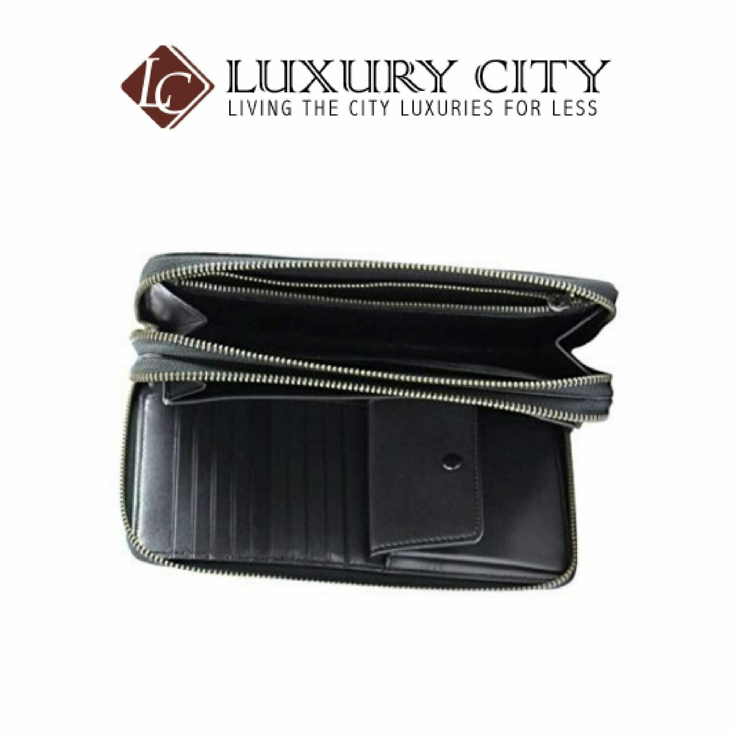 [Luxury City] Coach Double Zip Travel Organizer Wallet Billfold Clutch in Signature Embossed Leather Black Coach-F67637