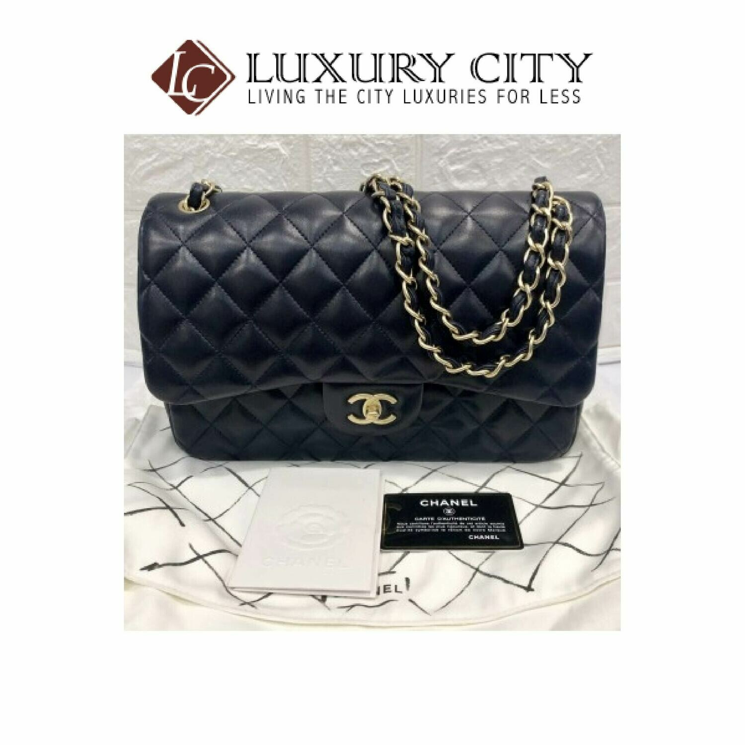 [Luxury City] Preloved Never used Chanel Classic Jumbo Double Flap lambskin (full set)