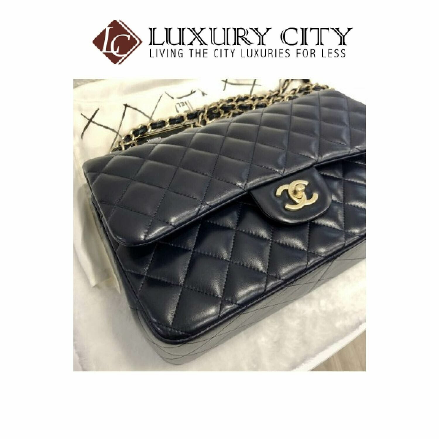 [Luxury City] Preloved Never used Chanel Classic Jumbo Double Flap lambskin (full set)