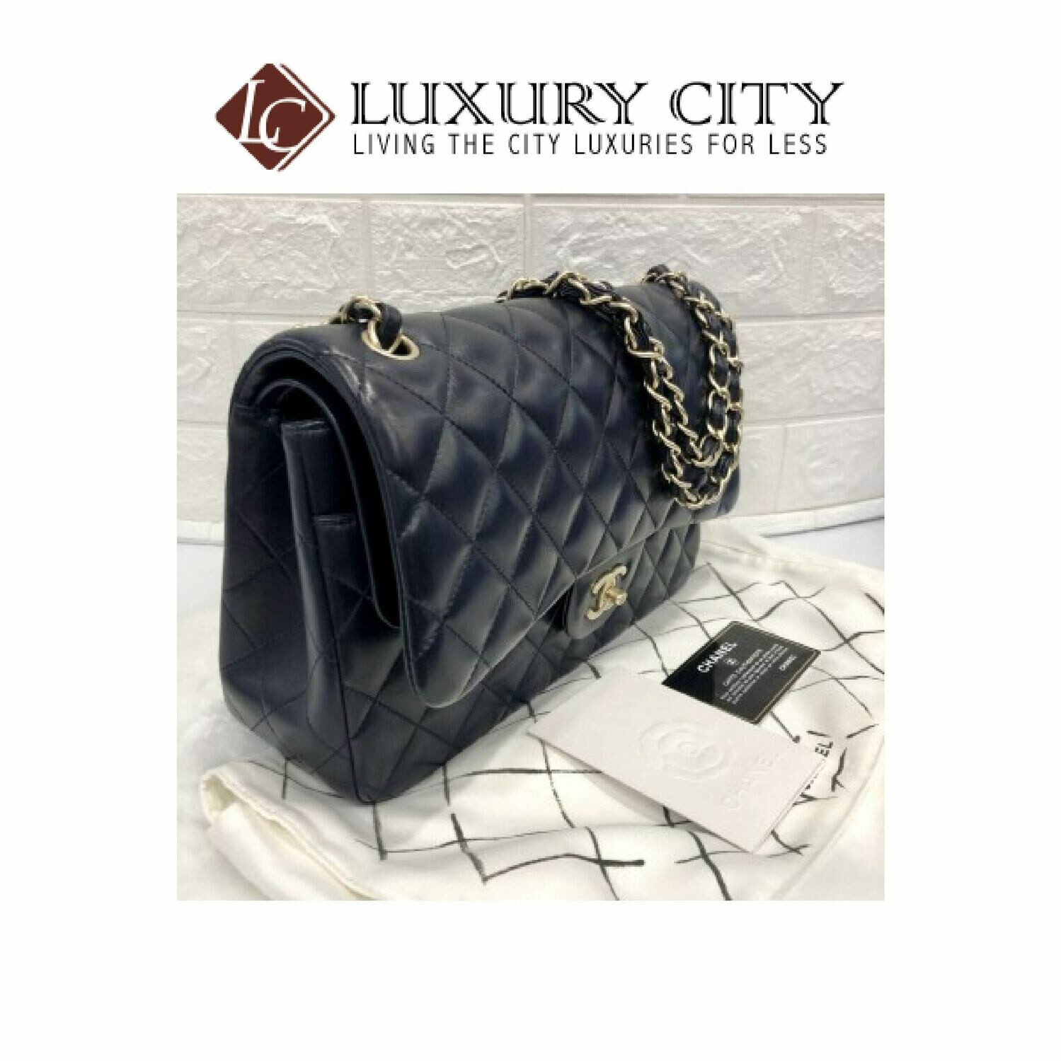 [Luxury City] Preloved Never used Chanel Classic Jumbo Double Flap lambskin (full set)