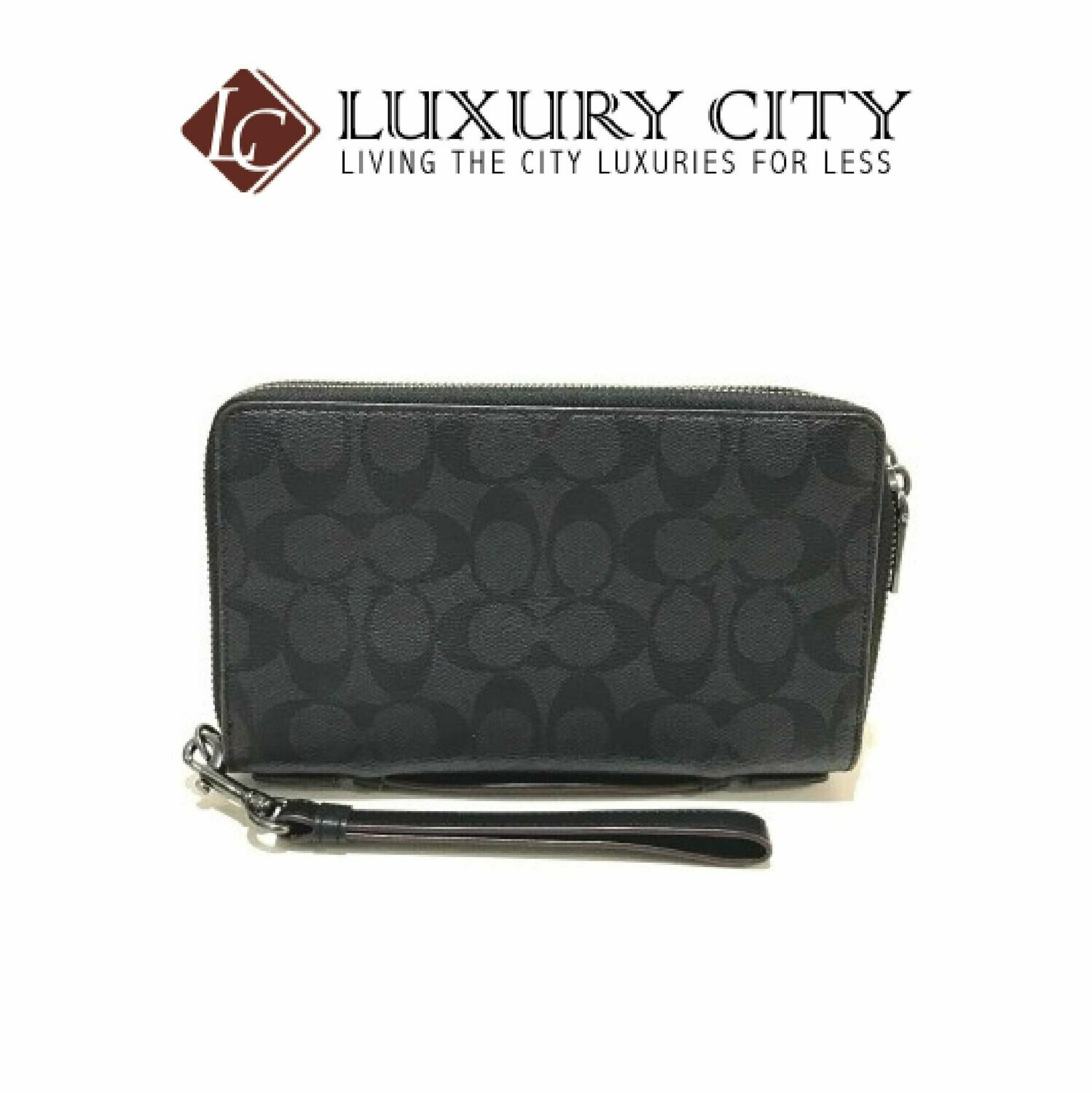 [Luxury City] Coach Double Zip Travel Organizer In Signature Canvas Black Coach-F67626