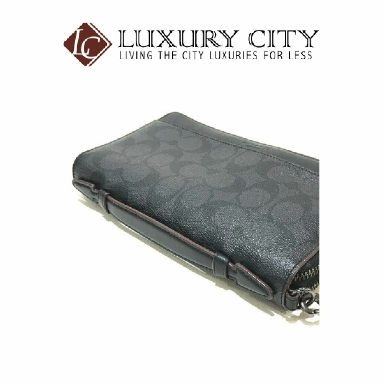 [Luxury City] Coach Double Zip Travel Organizer In Signature Canvas Black Coach-F67626