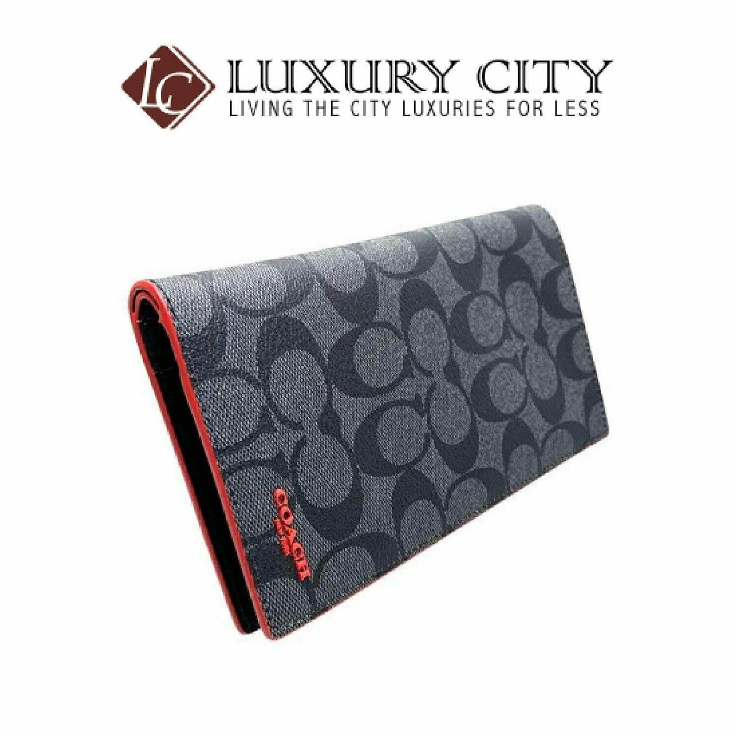 [Luxury City] Coach Slim Passport Wallet in Signature Canvas Black Coach-F87851