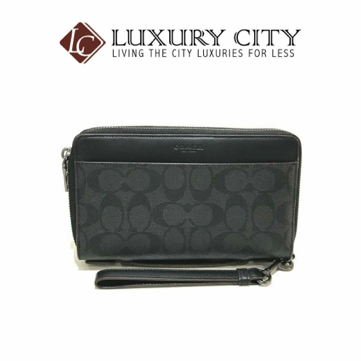 [Luxury City] Coach Double Zip Travel Organizer In Signature Canvas Black Coach-F67626