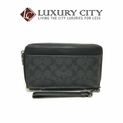 [Luxury City] Coach Double Zip Travel Organizer In Signature Canvas Black Coach-F67626