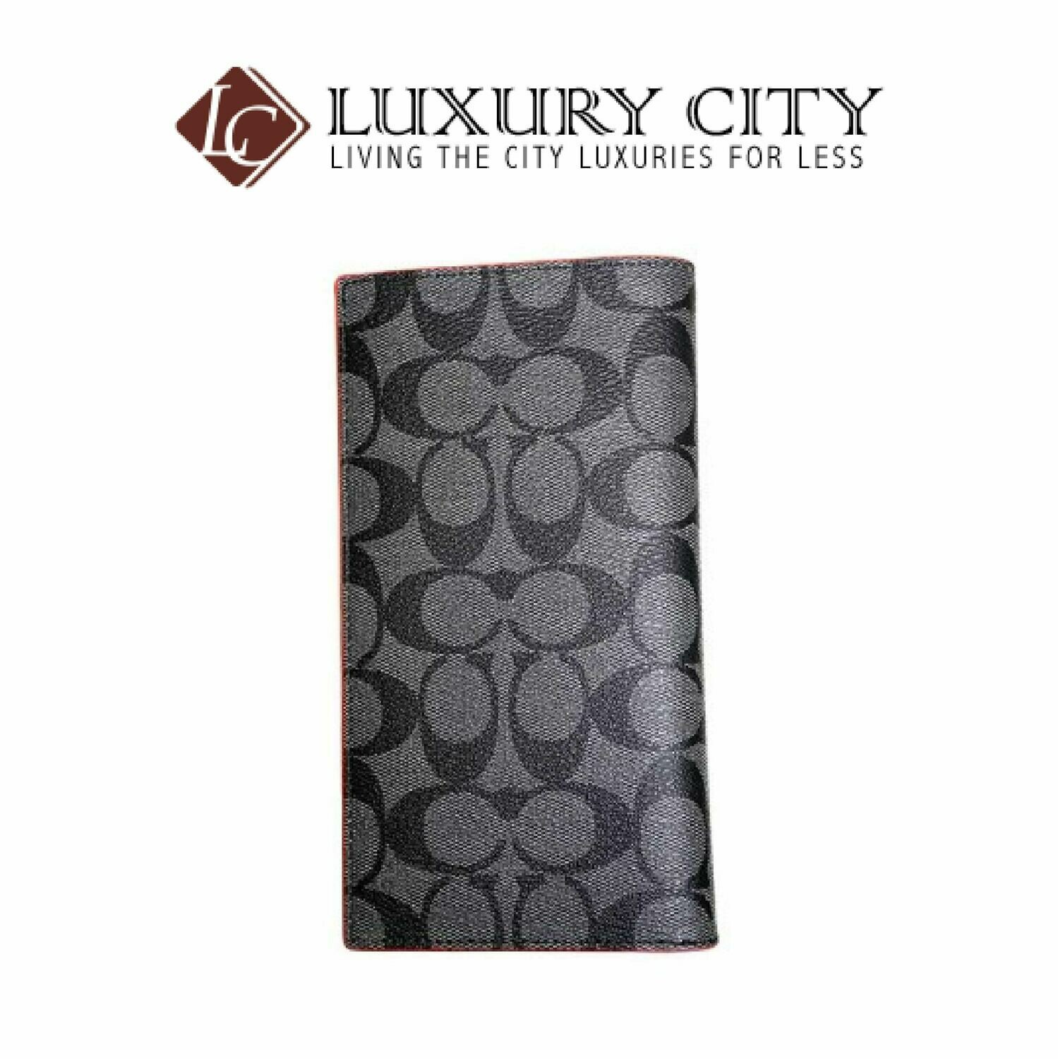 [Luxury City] Coach Slim Passport Wallet in Signature Canvas Black Coach-F87851