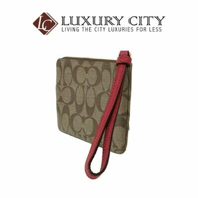 [Luxury City] Coach Corner Zip Wristlet in Colorblock Signature Canvas Red Coach-F73142