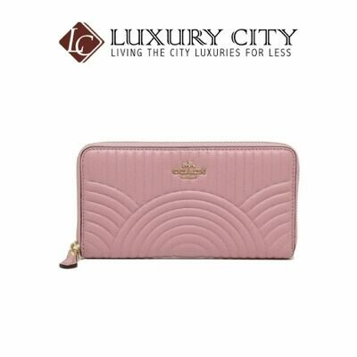 [Luxury City] Coach Accordion Zip Wallet With Art Deco Quilting Light Pink Coach-F87888