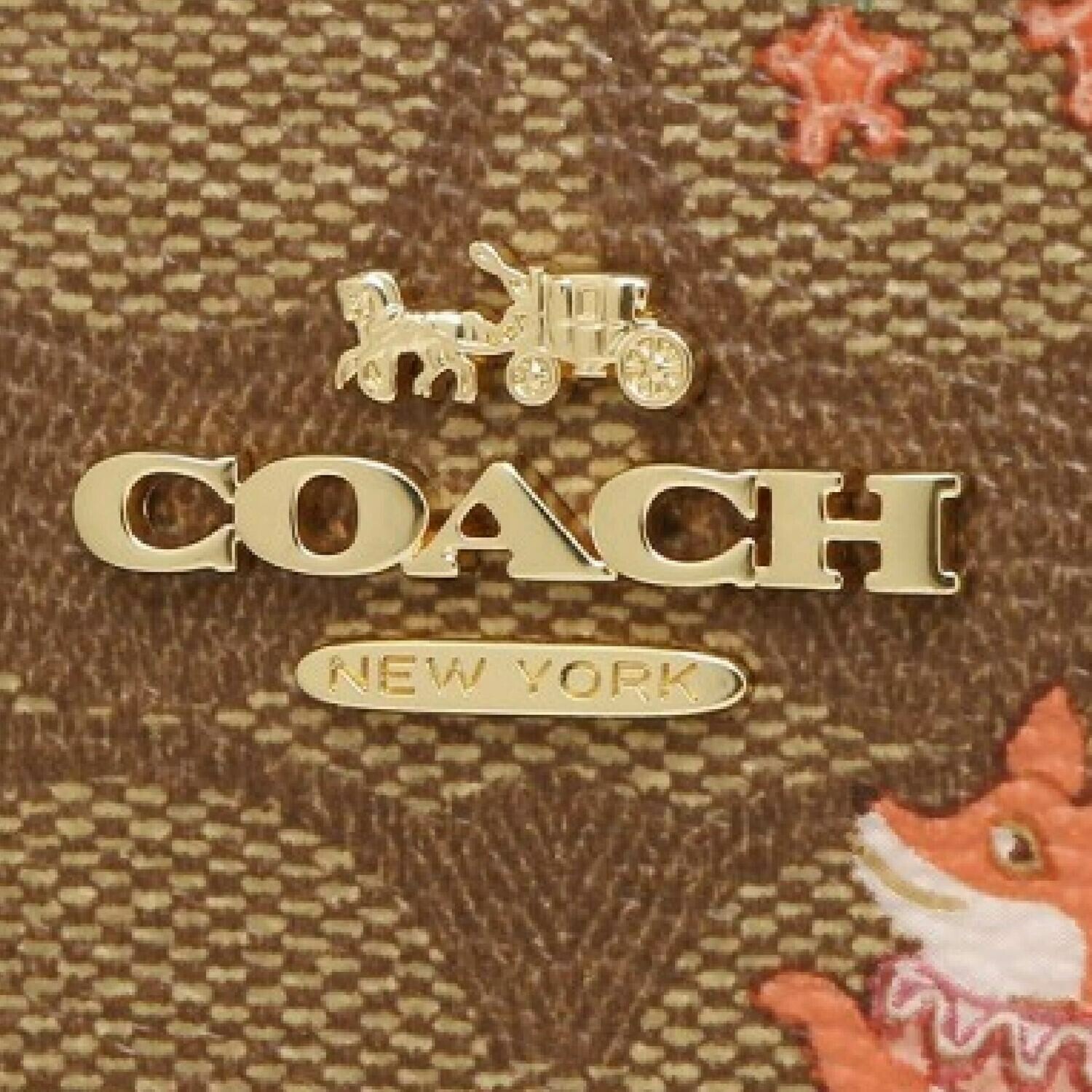 [Luxury City] Coach Accordion Zip Wallet in Signature Canvas With Party Animals Print Brown/Sand Coach-F87885