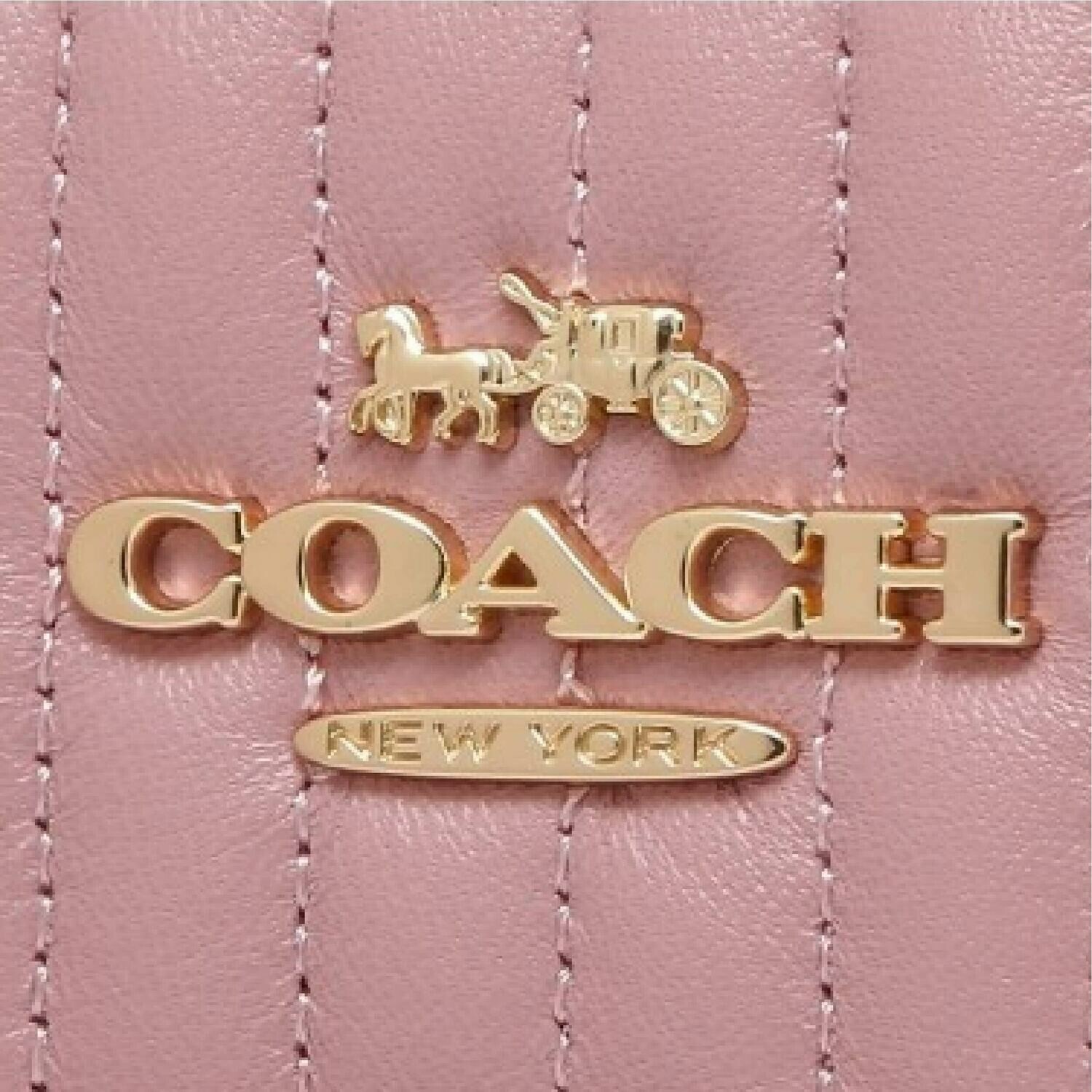 [Luxury City] Coach Accordion Zip Wallet With Art Deco Quilting Light Pink Coach-F87888