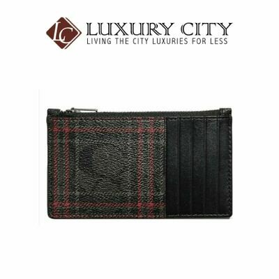 [Luxury City] Coach Boxed Plaid Black Red Zip Coated Canvas Valet Keyfob Gift Set Coach-F84884
