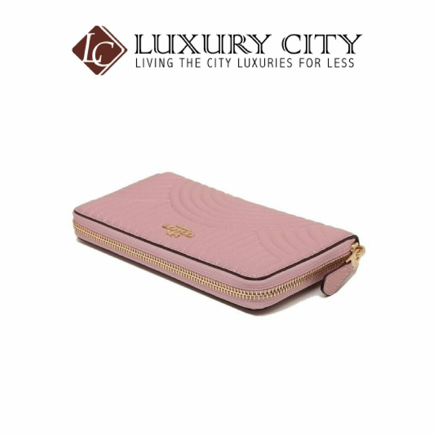 [Luxury City] Coach Accordion Zip Wallet With Art Deco Quilting Light Pink Coach-F87888