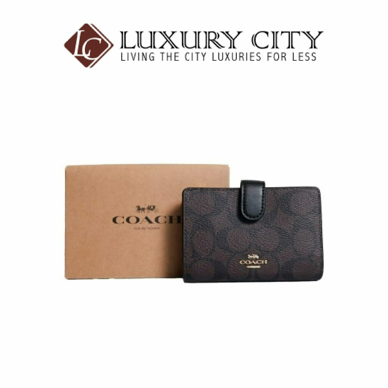 [Luxury City] Coach Medium Corner Zip Wallet Signature Brown/Mahogany Coach-F23553