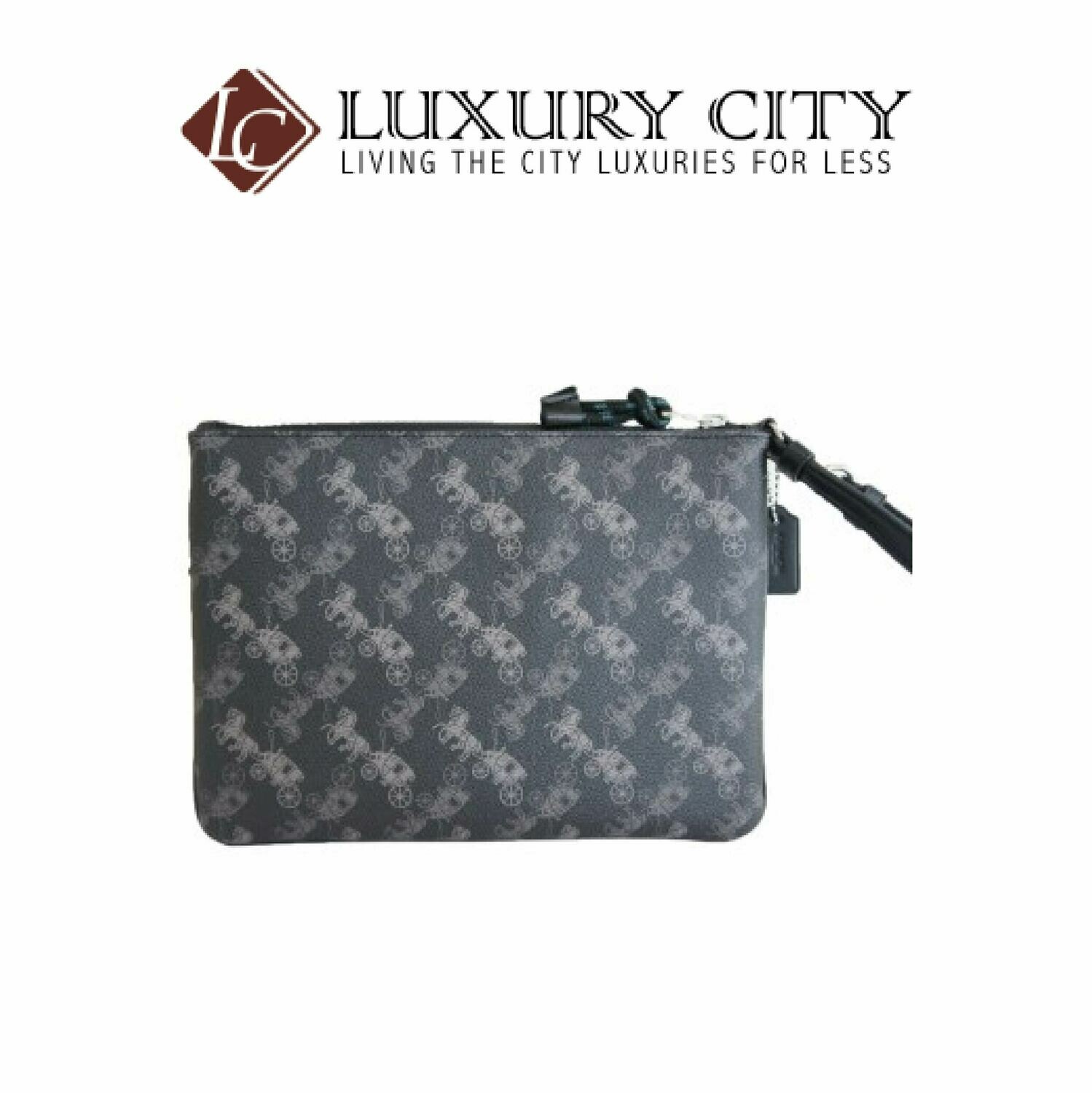 [Luxury City] Coach Gallery Pouch Horse &amp; Carriage Print Black Grey Wallet Coach-F84636