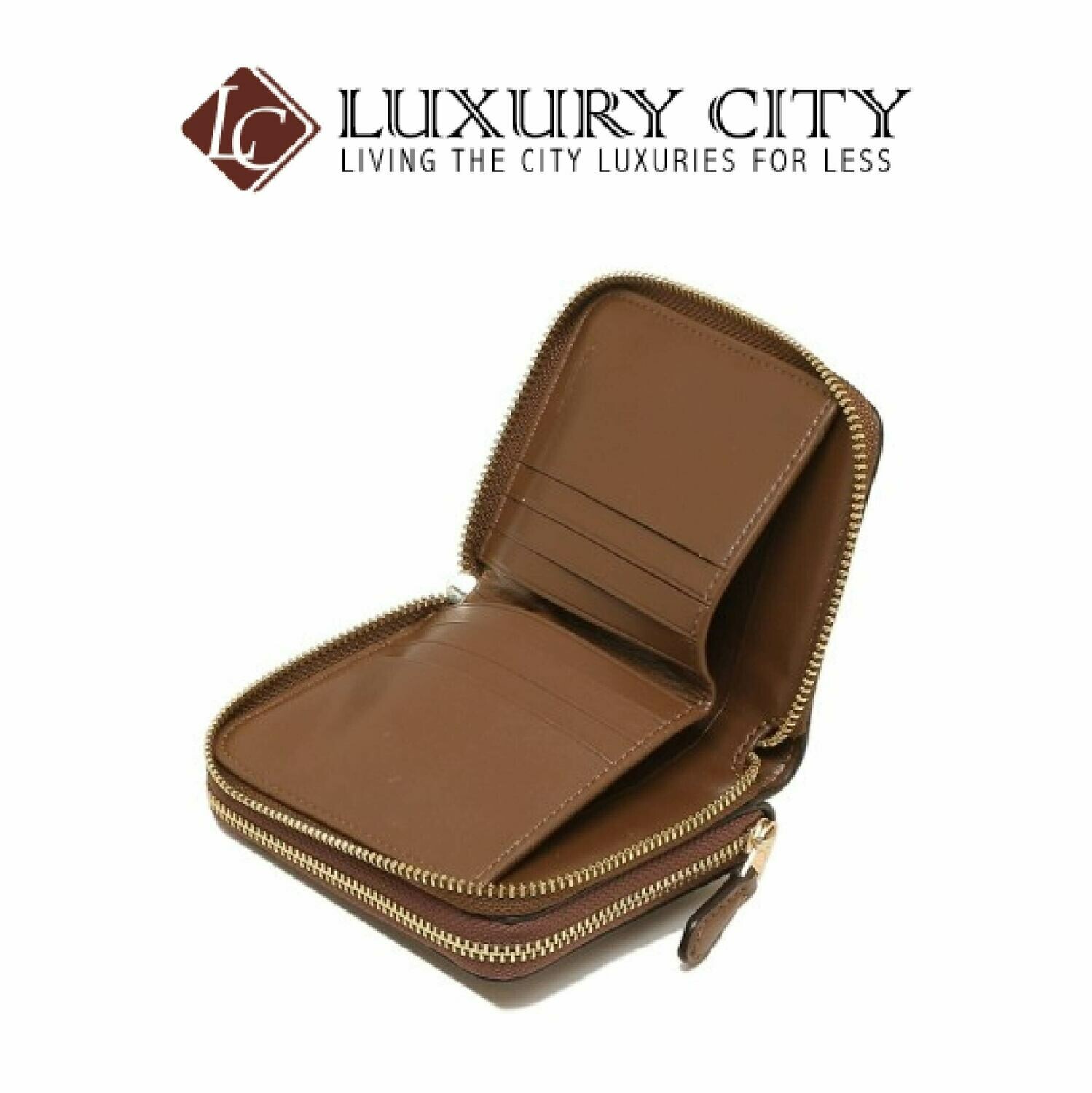 [Luxury City] Coach Small Double Zip Around Wallet in Signature Canvas Light Brown/Sand Coach-F78144