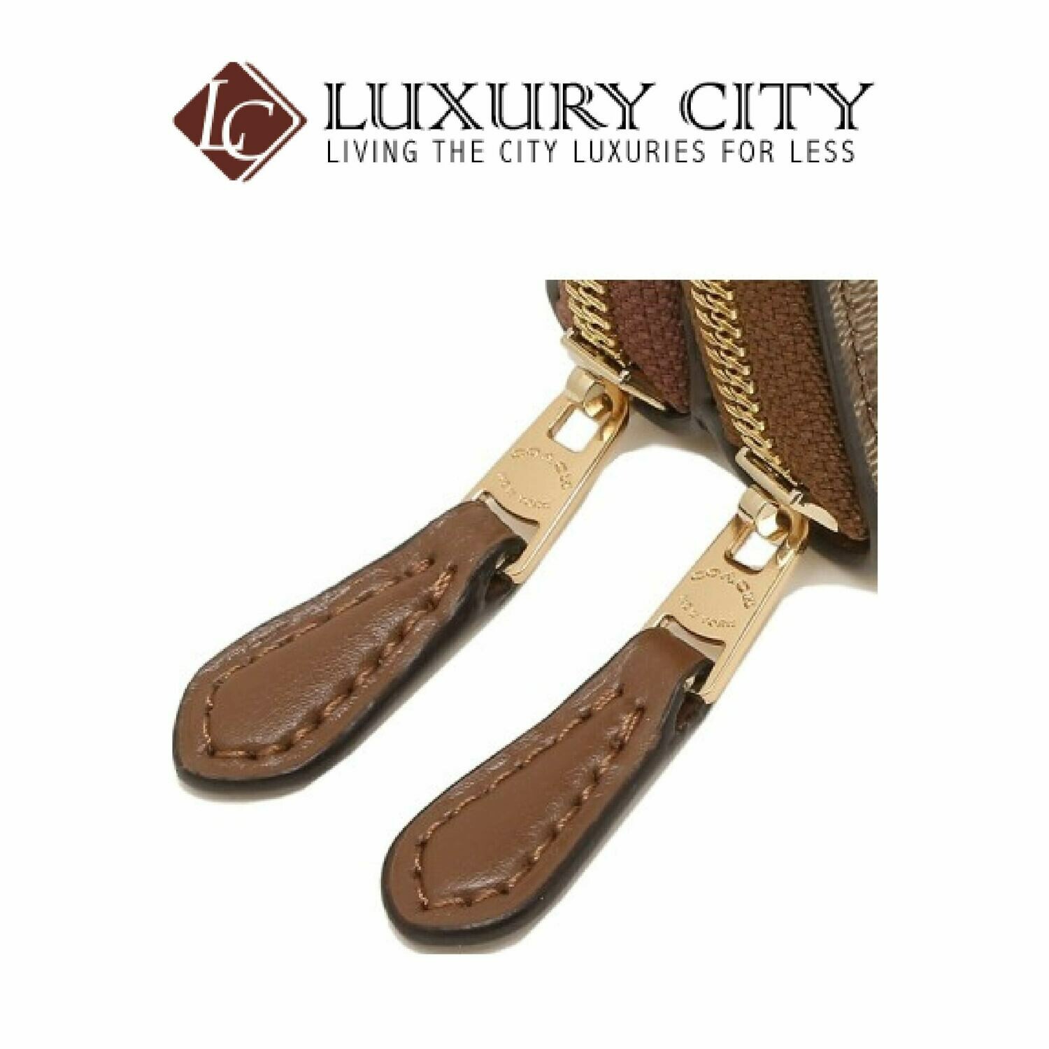 [Luxury City] Coach Small Double Zip Around Wallet in Signature Canvas Light Brown/Sand Coach-F78144