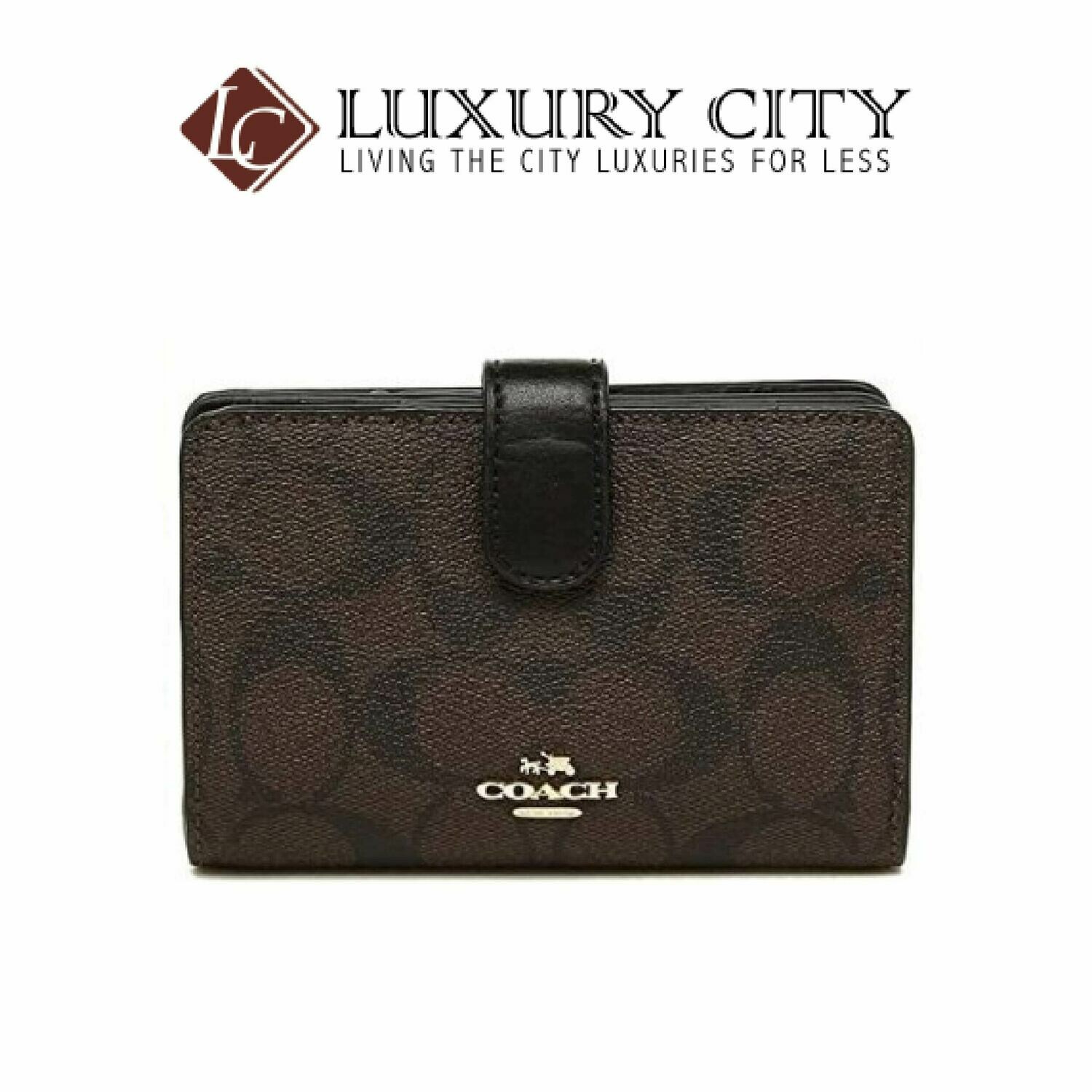 [Luxury City] Coach Medium Corner Zip Wallet Signature Brown/Mahogany Coach-F23553