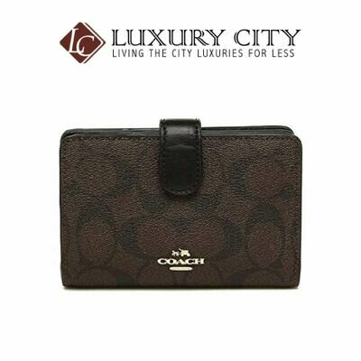 [Luxury City] Coach Medium Corner Zip Wallet Signature Brown/Mahogany Coach-F23553