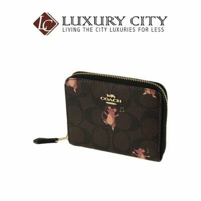 [Luxury City] Coach Small Zip Around Wallet Card Case Canvas Logo Party Mouse Brown/Mahogany Coach-F87917