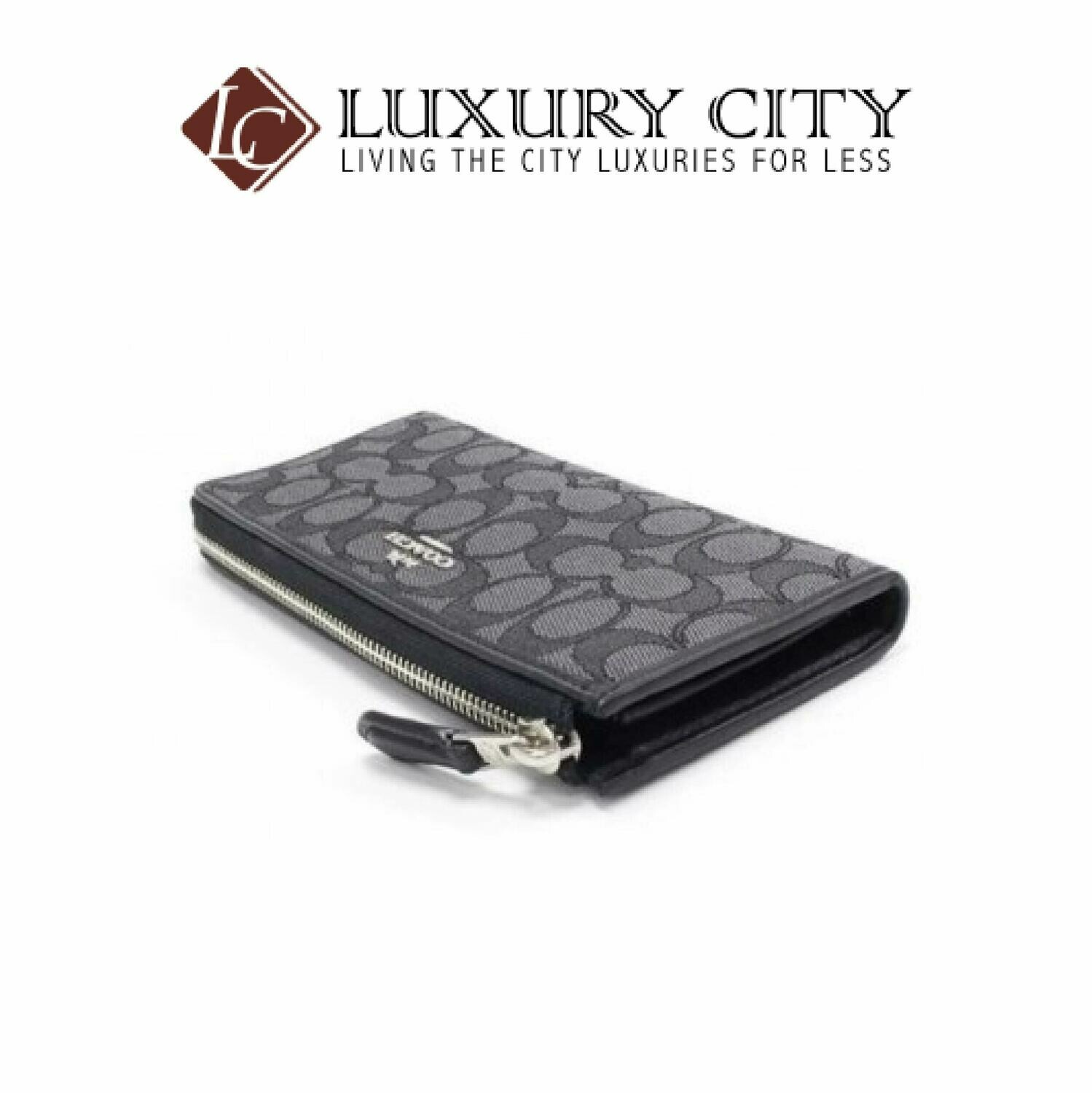 [Luxury City] Coach L-Shaped Zipper Wallet Ladies Coach Wallet Black/Black Smoke Coach-F73527