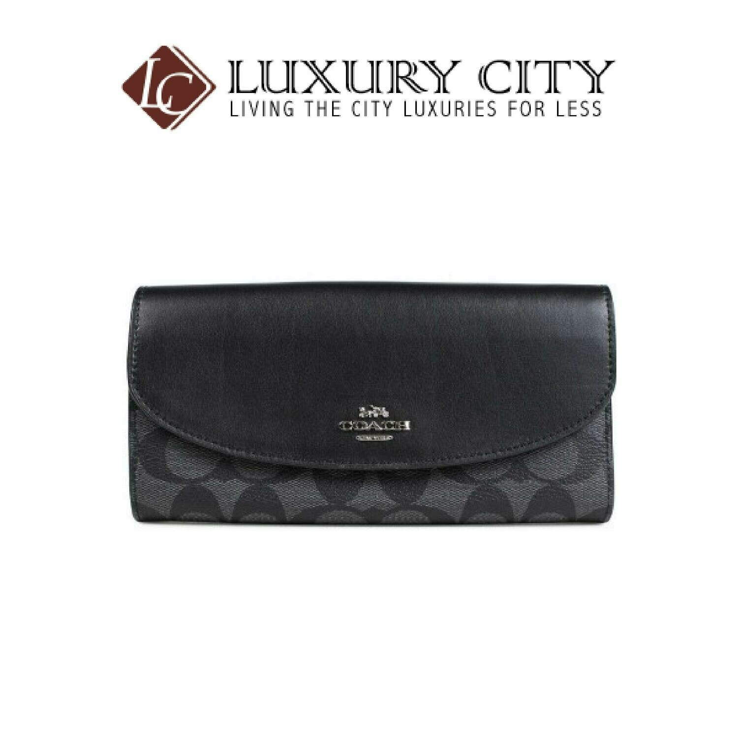 [Luxury City] Coach Signature Logo PVC Black Smoke Slim Envelope Wallet Coach-F54022