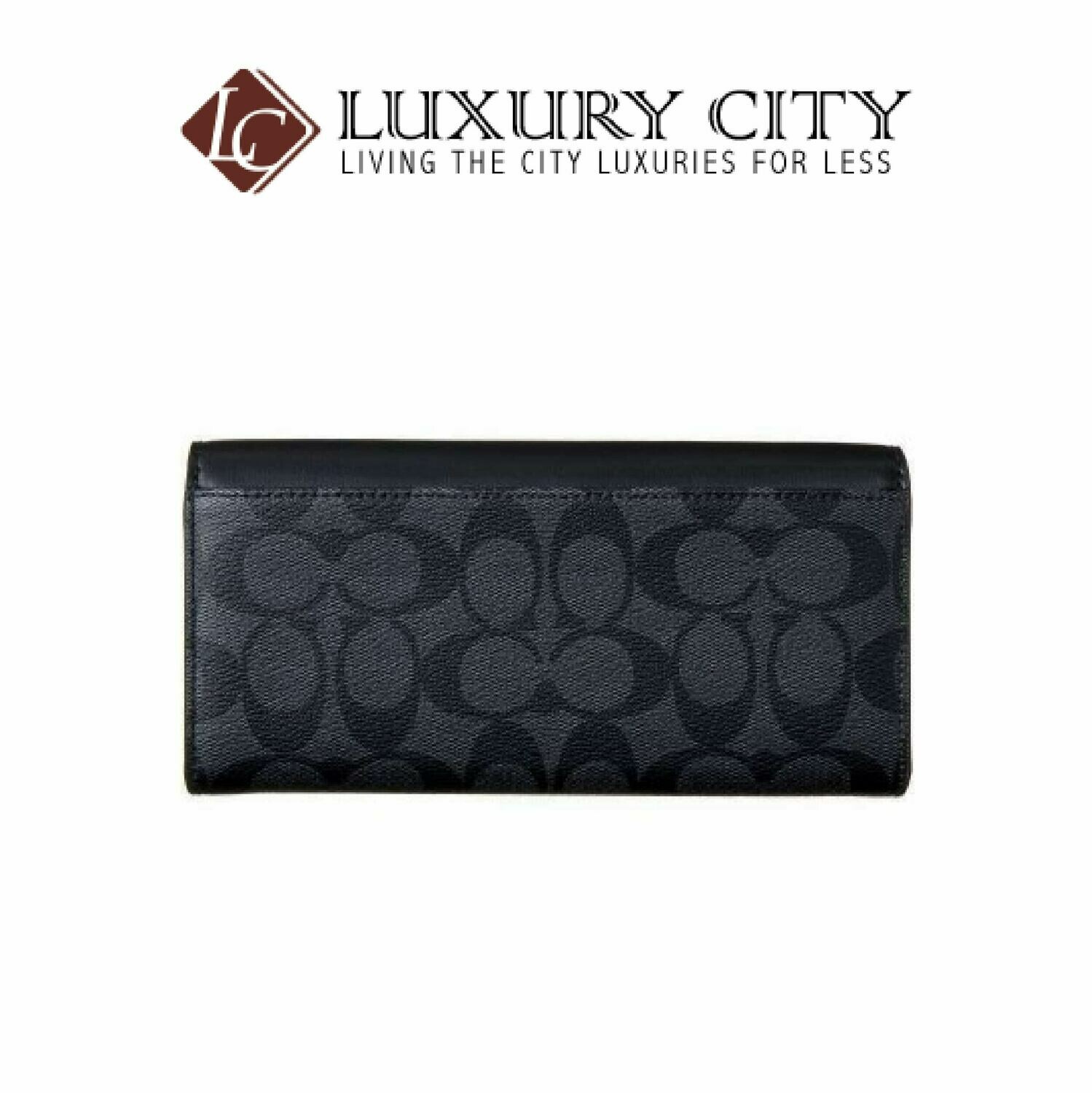[Luxury City] Coach Signature Logo PVC Black Smoke Slim Envelope Wallet Coach-F54022