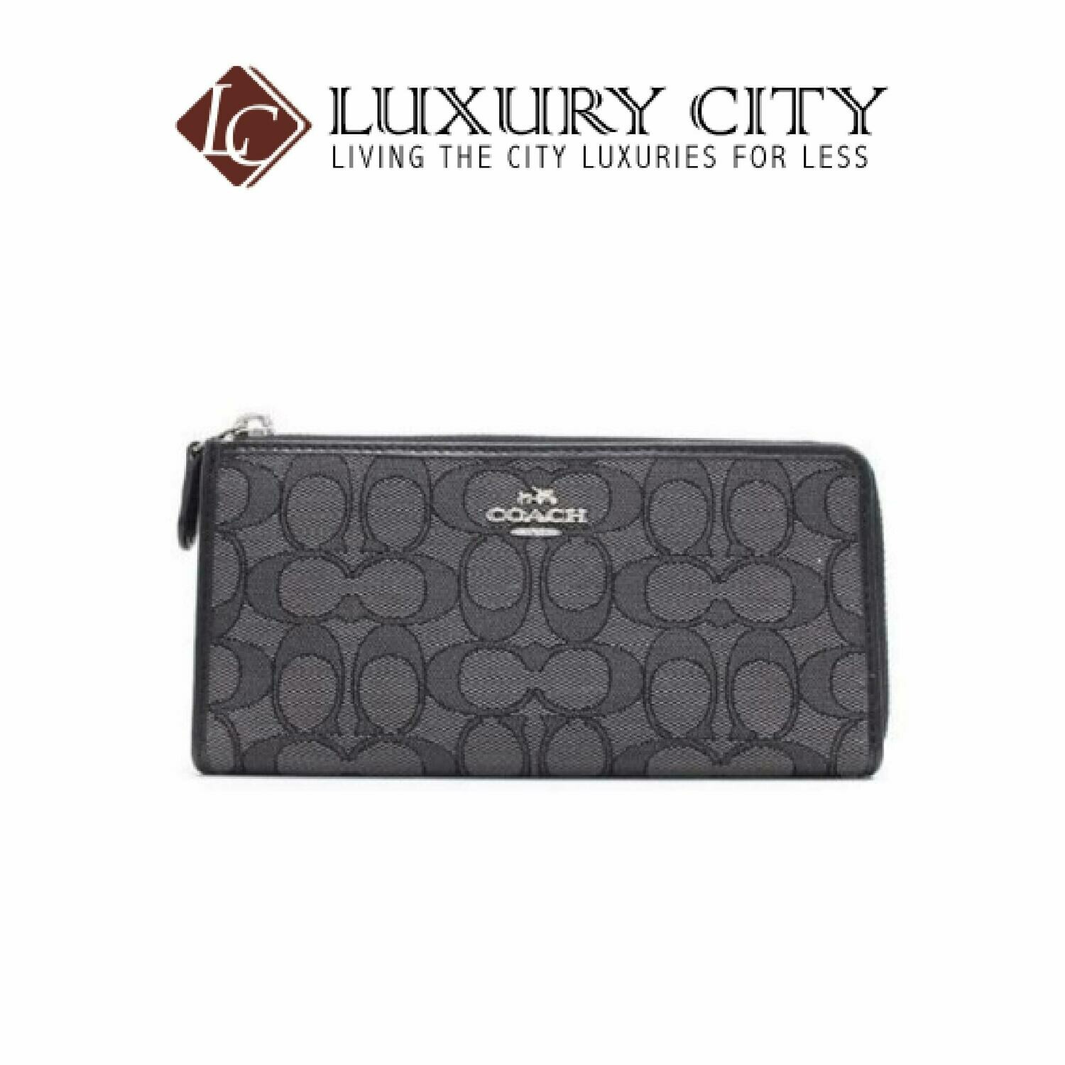 [Luxury City] Coach L-Shaped Zipper Wallet Ladies Coach Wallet Black/Black Smoke Coach-F73527