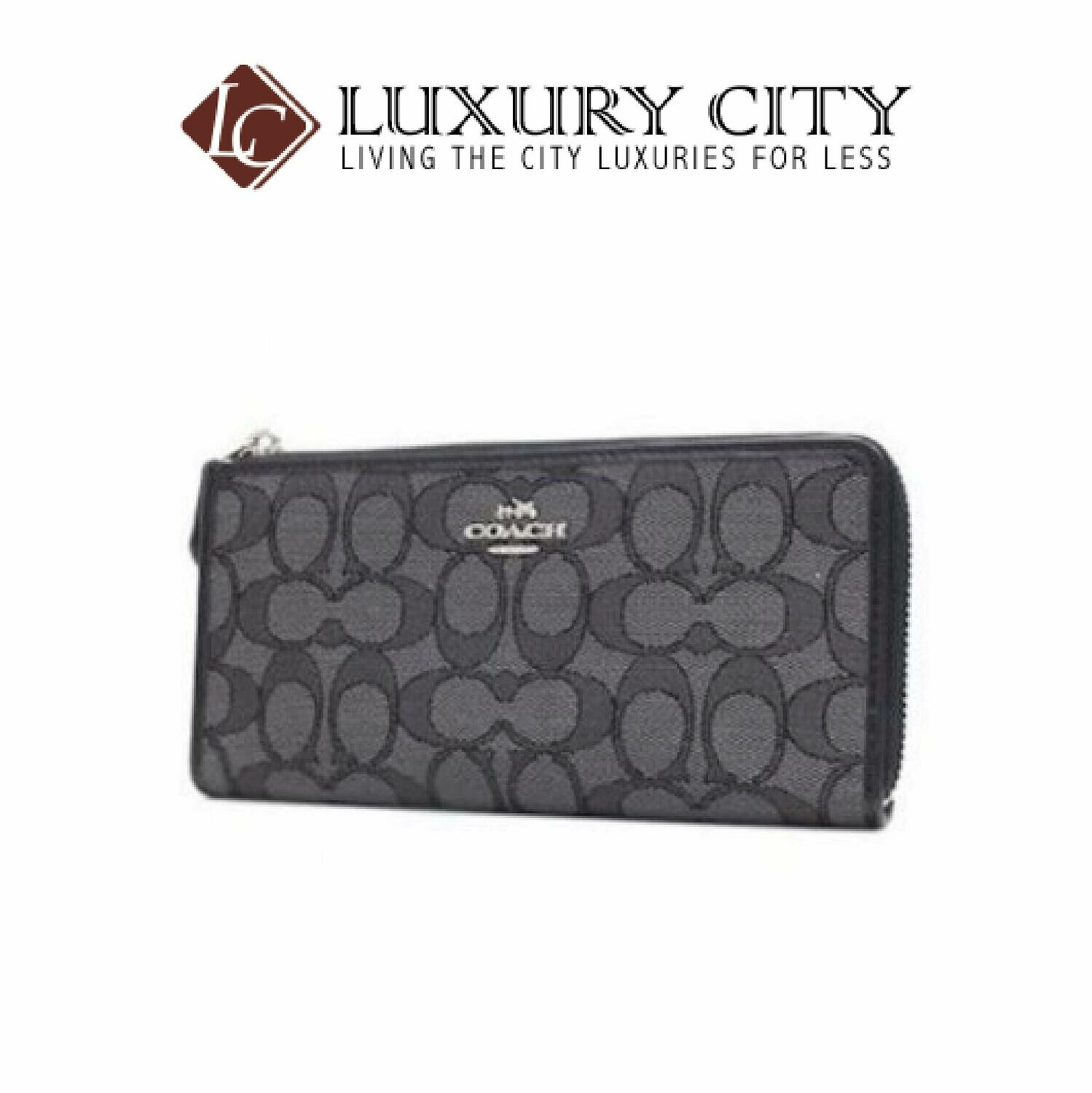 [Luxury City] Coach L-Shaped Zipper Wallet Ladies Coach Wallet Black/Black Smoke Coach-F73527