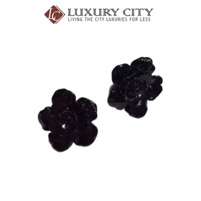 [Luxury City] Preloved Authentic Chanel Black Flower Ear Clip