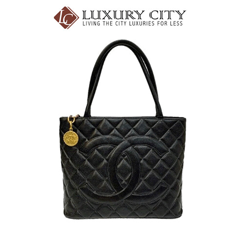 [Luxury City] Preloved Authentic Chanel Black Quilted Caviar Medallion Tote
