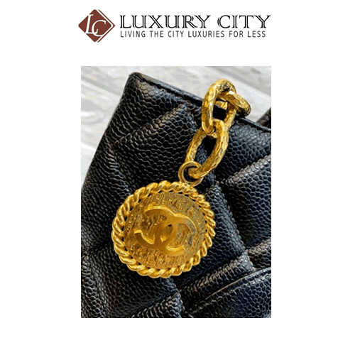 [Luxury City] Preloved Authentic Chanel Black Quilted Caviar Medallion Tote