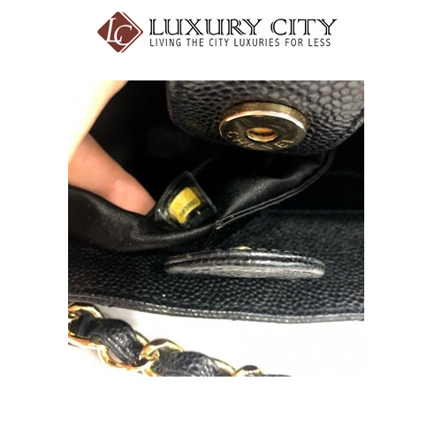 [Luxury City] Preloved Authentic Chanel Black Quilted Caviar Leather Shopping Tote