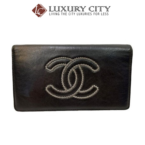[Luxury City] Preloved Authentic Chanel CC Leather Bifold Long Wallet
