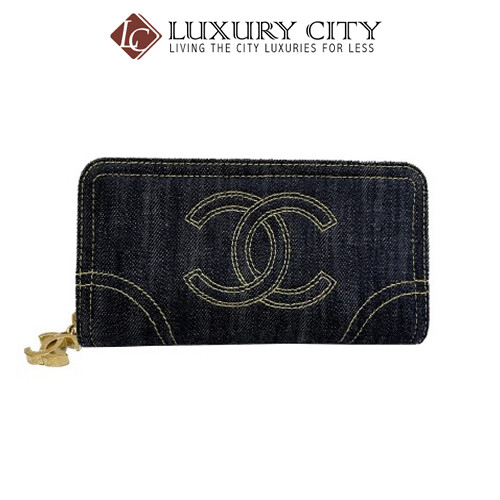 [Luxury City] Preloved Authentic Chanel Denim Zip Around Wallet