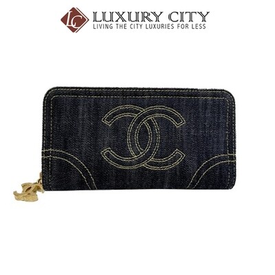 [Luxury City] Preloved Authentic Chanel Denim Zip Around Wallet