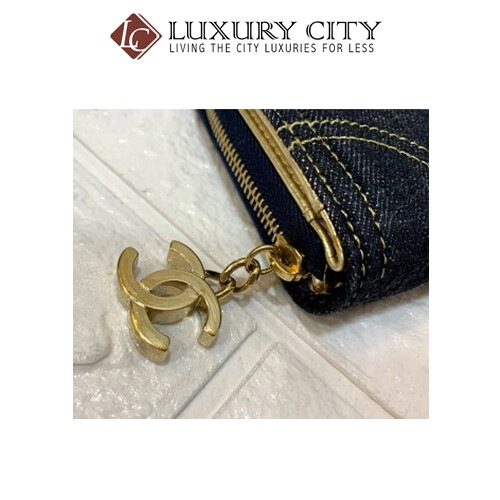 [Luxury City] Preloved Authentic Chanel Denim Zip Around Wallet