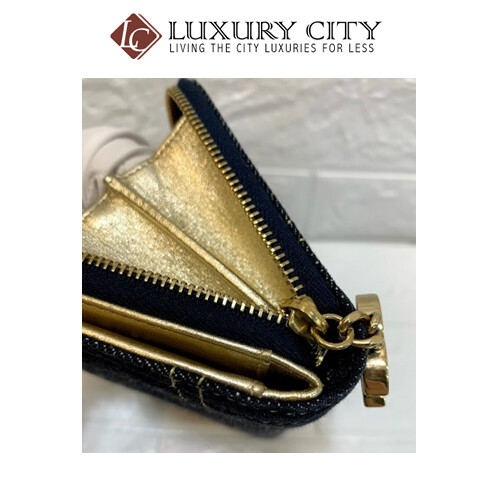 [Luxury City] Preloved Authentic Chanel Denim Zip Around Wallet