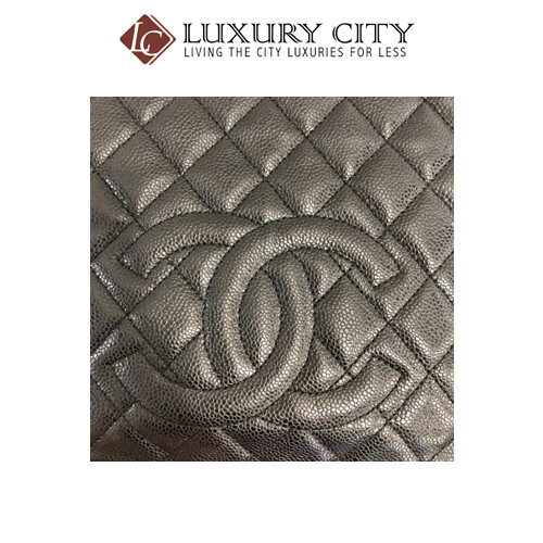 [Luxury City] Preloved Authentic Chanel Black Quilted Caviar Leather Shopping Tote