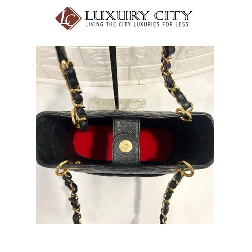 [Luxury City] Preloved Authentic Chanel Black Quilted Caviar Leather Shopping Tote