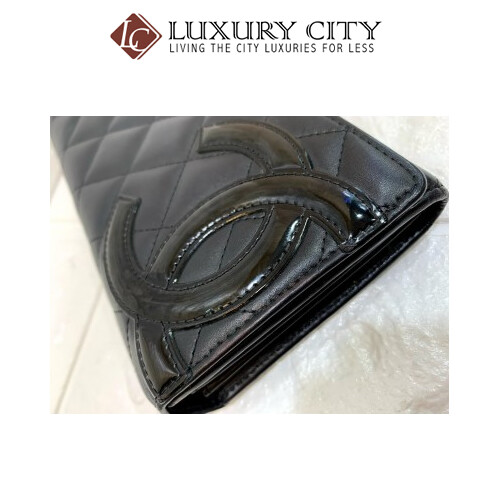 [Luxury City] Preloved Authentic Chanel Black Quilted Long Wallet