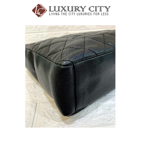 [Luxury City] Preloved Authentic Chanel Black Quilted Caviar Leather Shopping Tote