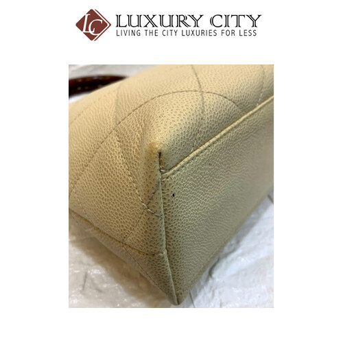 [Luxury City] Preloved Authentic Chanel Caviar CC Wood Handle Tote
