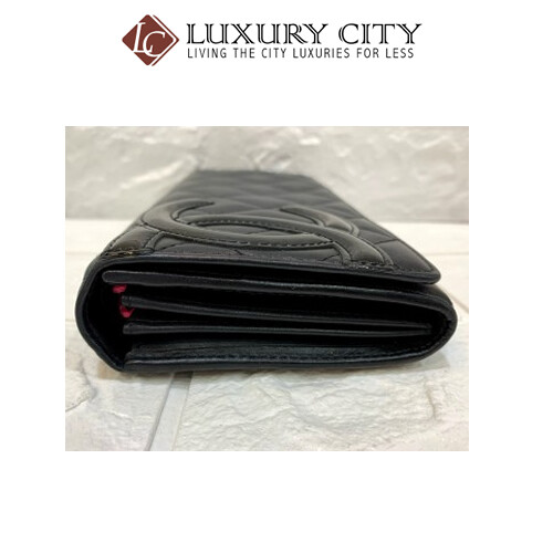 [Luxury City] Preloved Authentic Chanel Black Quilted Long Wallet